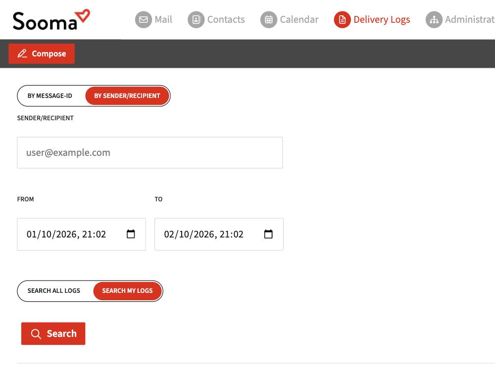 Searching the delivery logs