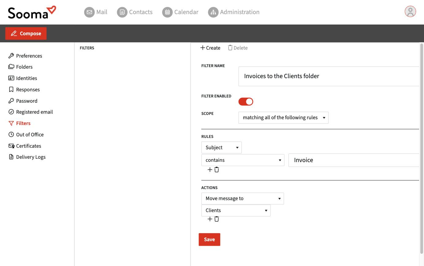 New filter: move invoices to the Clients folder