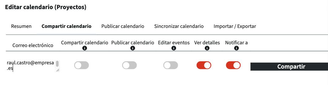 Compartir un calendario