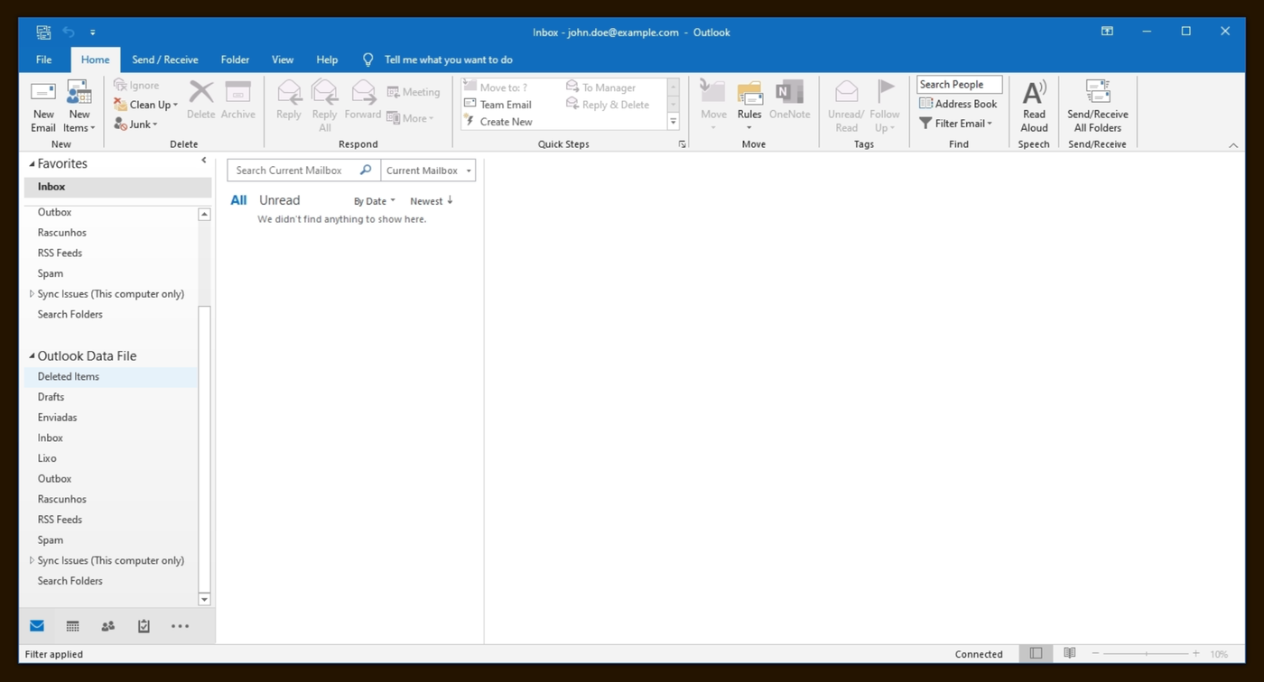 Archivo abierto en Outlook