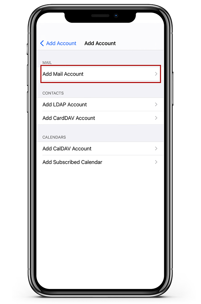 Aggiungi account Mail