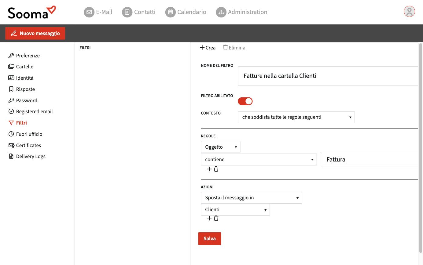Nuovo filtro: spostare le fatture nella cartella Clienti