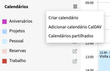 Menu dos calendários