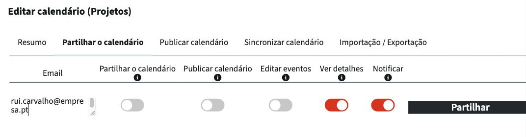Partilhar um calendário